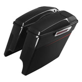 HR3 Dark Alloy / Black Denim 5" Stretched Extended Saddlebags with speaker lids For Harley Touring 2014-2023